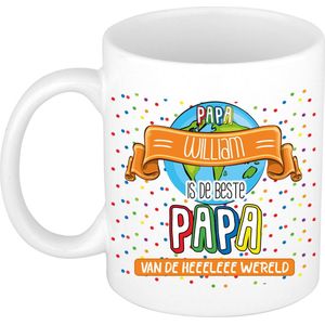 Naam mok papa William - wit - de beste - keramiek - 300 ml - Vaderdag/verjaardag