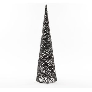 LED kegel kerstboom lamp - zwart - kunststof - D16 x H60 cm - glitter