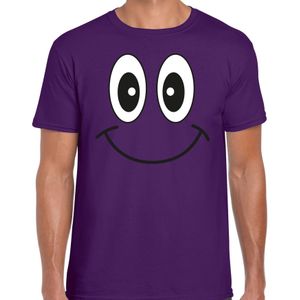 Verkleed T-shirt voor heren - smiley - paars - carnaval - feestkleding
