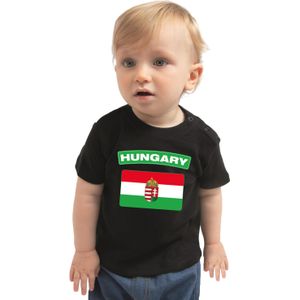 Hungary t-shirt met vlag Hongarije zwart voor babys