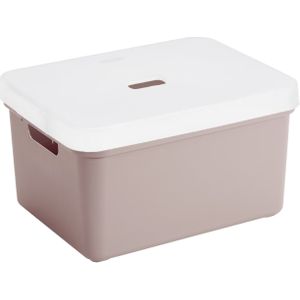 Sunware opbergbox/mand/kist van 32 liter oud roze kunststof met transparante deksel - 45 x 35 x 24 cm