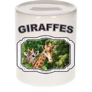 Dieren giraffe spaarpot - giraffes/ giraffen spaarpotten kinderen 9 cm