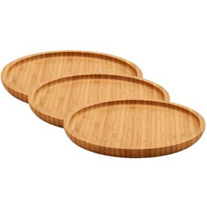 3x stuks bamboe houten broodplanken/serveerplanken/hamplanken rond 20 cm