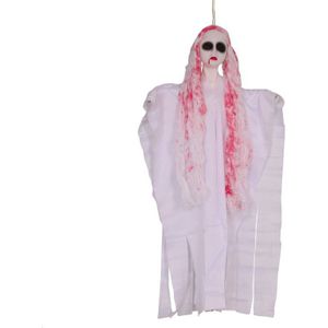 Horror hangdecoratie spook/geest pop wit met bloed 50 cm