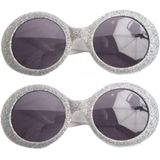4x stuks zilveren disco carnaval verkleed bril met glitters