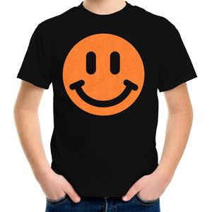 Verkleed T-shirt voor jongens - smiley - zwart - carnaval - feestkleding voor kinderen