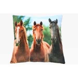 Sierkussen met paarden dierenprint 35 cm