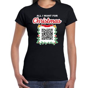 Kerst QR code kerstshirt Kerst zonder schoonmoeder dames zwart - Fout kerst t-shirt