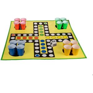 Drankspel - ludo spel - mens erger je niet - XXL met beer pong cups