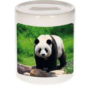 Dieren foto spaarpot grote panda 9 cm - pandaberen spaarpotten jongens en meisjes