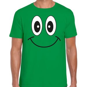 Verkleed T-shirt voor heren - smiley - groen - carnaval - feestkleding