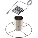 Kiprooster/kippengrill voor de barbecue/BBQ/oven RVS 20 cm met vleesthermometer / braadthermometer