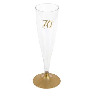 Verjaardag feest champagneglazen - leeftijd - 6x - 70 jaar - goud - kunststof