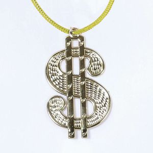 Carnaval/verkleed accessoires Pooier/pimp/gangster sieraden - dollar ketting - goud - kunststof