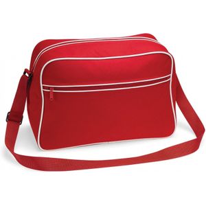 Schoudertas Retro - rood - met rits zakken - middelgroot - 40 x 28 x 18 cm - 18L