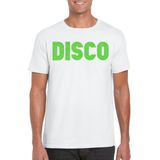 Bellatio Decorations Verkleed T-shirt heren - disco - wit - groen glitter - jaren 70 80 - carnaval