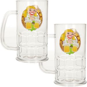 Set van 4x stuks bierfeest/Oktoberfest bierpul/bierglas plastic 400 ml