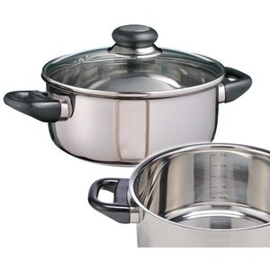 RVS kookpan / pan met glazen deksel 20 cm - kookpannen / aardappelpan - Koken - Keukengerei