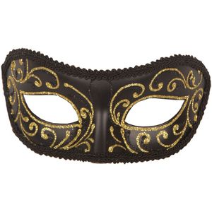 Venetiaans oogmasker - zwart/goud - voor volwassenen