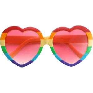 Hippie Flower Power Sixties hartjes glazen zonnebril regenboog kleuren
