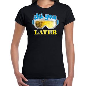 Apres ski t-shirt voor dames - ski you later - zwart - bier/beer - wintersport