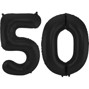 Grote folie ballonnen cijfer 50 in het zwart 86 cm