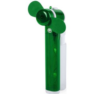 Zak ventilator/waaier groen met water verstuiver - Mini hand ventilators van 16 cm