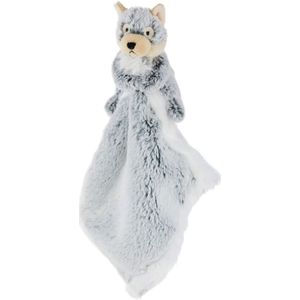 Grijze wolf tuttel/knuffeldoekje 25 cm - Wolven bosdieren knuffels - Baby geboorte kraamcadeaus