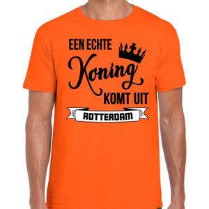 Oranje Koningsdag t-shirt - echte Koning komt uit Rotterdam - heren