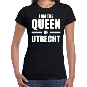 Koningsdag t-shirt I am the Queen of Utrecht zwart voor dames