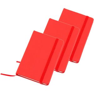 Set van 5x stuks notitieblokje harde kaft rood 9 x 14 cm