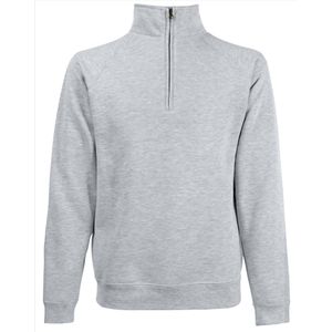 Lichtgrijze fleece sweater/trui met rits kraag voor heren/volwassenen