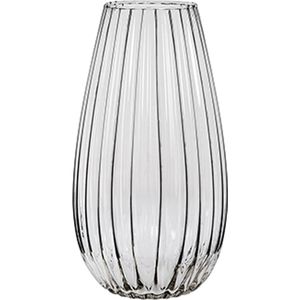 Vaas - glas - streep relief -Â 13 x 13 x 26 cm - bloemenvaas