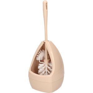 Wc-borstel/toiletborstel met randreiniger inclusief houder beige 39.5 cm van kunststof