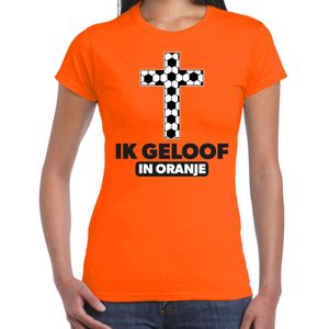 Verkleed T-shirt voor dames - ik geloof in oranje - oranje - EK/WK voetbal supporter - Nederland