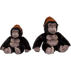 Set van 2x stuks Gorilla aap/apen knuffels 20 en 30 cm - Bergland gorillas knuffelbeesten