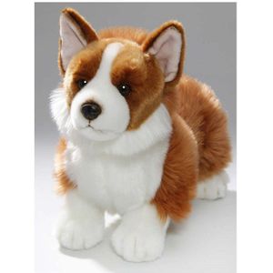 Pluche Bruin/Witte Corgi Hond Knuffel 35 cm - Honden Huisdieren Knuffels - Speelgoed Voor Kinderen