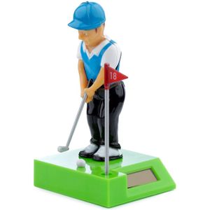 Solar bewegend figuur - Golfer - groen - kunststof - 12 cm - golfpresentje - golf gadget