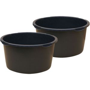 Set van 2x stuks flexibele kunststof bakken/emmers/kuipen 90 liter diameter 65,5 cm zwart