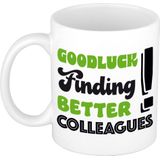 Afscheid cadeau mok collega - succes - groen - 300 ml  - keramiek