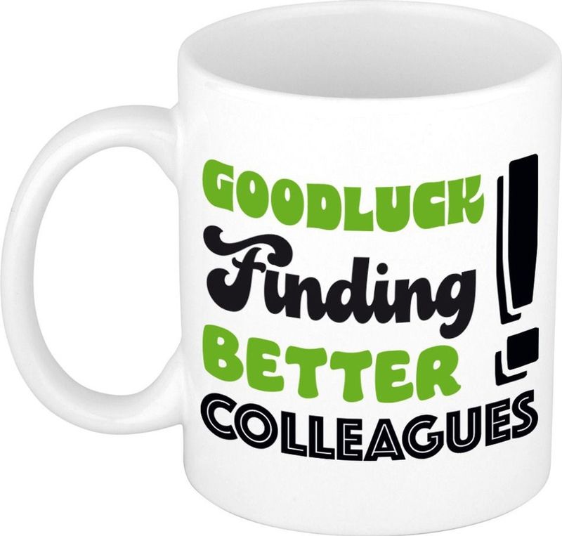 Afscheid cadeau mok collega - succes - groen - 300 ml  - keramiek