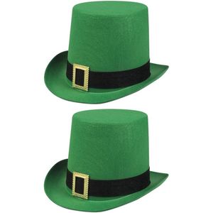 2x stuks st Patricks Day groene verkleed hoed voor volwassenen - Ierland feestartikelen