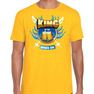 Wintersport verkleed t-shirt voor heren - king of the apres ski - geel - bier/winter outfit