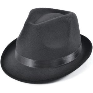 Carnaval verkleed hoed voor een Maffia/gangster - antraciet - polyester - volwassenen