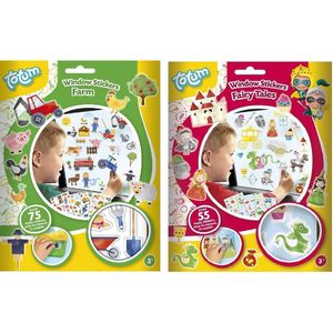 Kinder autoraam stickers combinatie set boerderij en sprookjes thema