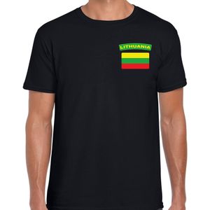 Lithuania t-shirt met vlag zwart op borst voor heren - Litouwen landen shirt - supporter kleding