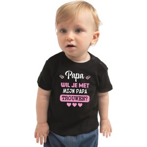 Huwelijksaanzoek peuter t-shirt - Papa/Papa - zwart - pride bruiloft/trouwen