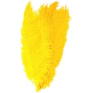 5x Pieten veren/struisvogelveren geel 50 cm verkleed accessoire
