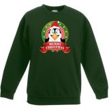 Kersttrui met een pinguin groen jongens en meisjes