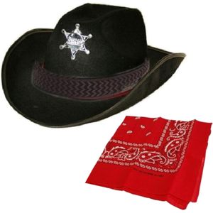 Cowboy verkleed set Cowboyhoed met rode western zakdoek